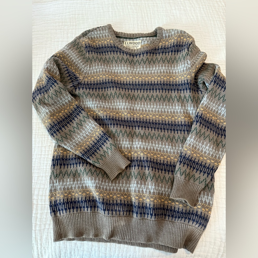 Elwood Men's Multicolor Patterned Knit Sweater EUC 2436